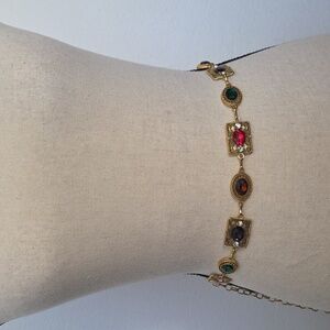 Gold and Multicolor Gemstone Belt